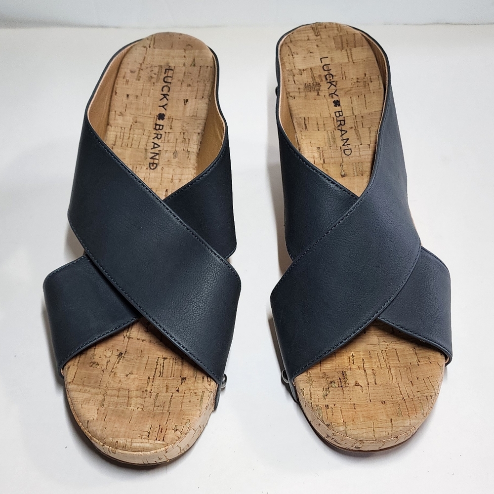 Lucky Brand  MyKayla Criss Cross Wedge Blue Sandal/ Size 9M/40